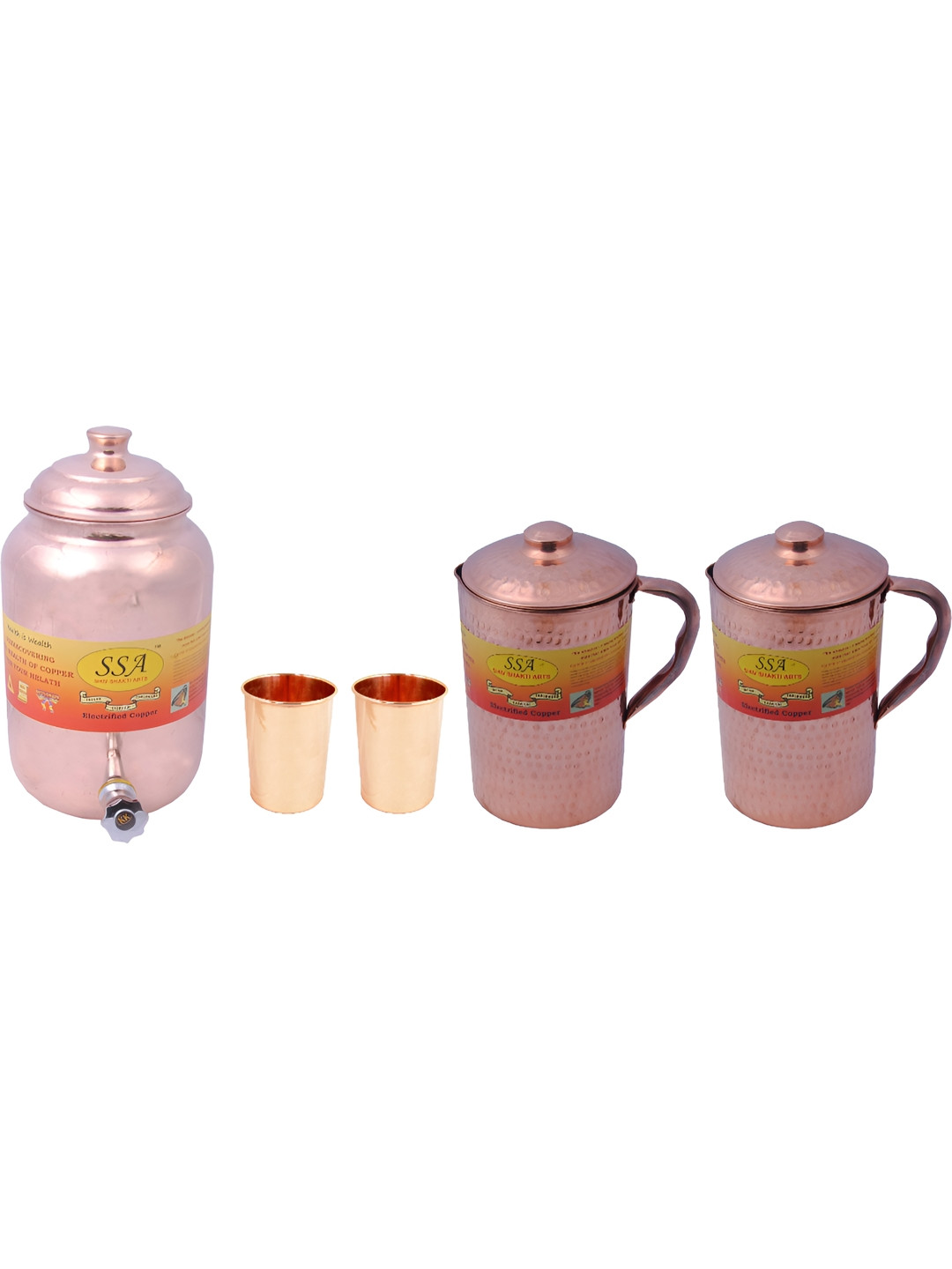 

Shivshakti Arts Copper Toned & Brown 5 Pcs Water Jug & Glass Set