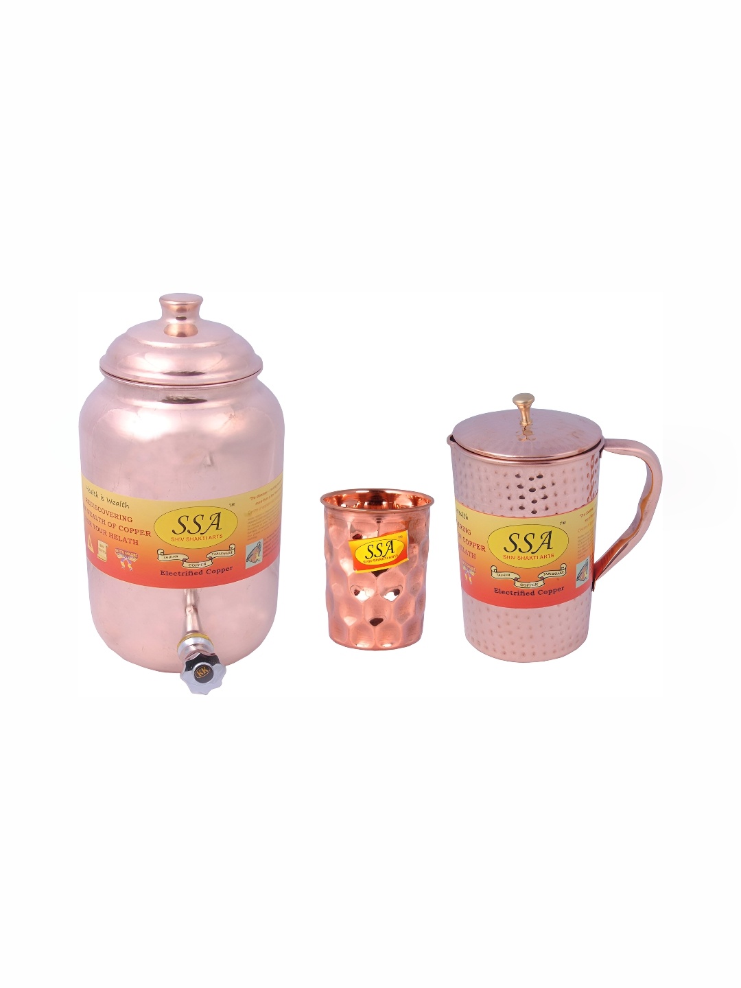 

Shivshakti Arts Brown Copper Jug & Glass Set