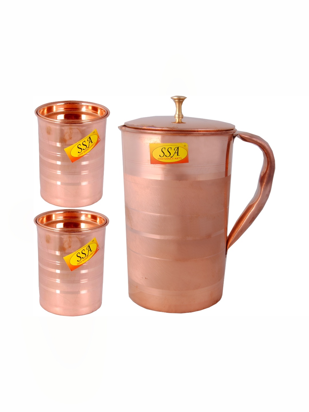 Shivshakti Arts Brown 2 Pieces Copper Jug & Glass Set