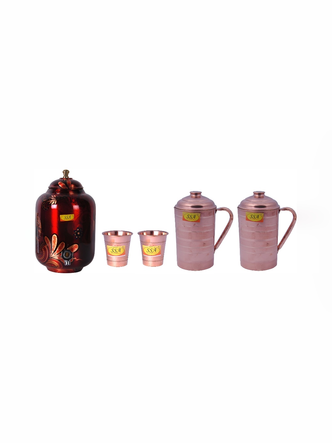 

Shivshakti Arts Red 2 Pieces Copper Jug & Glass Set