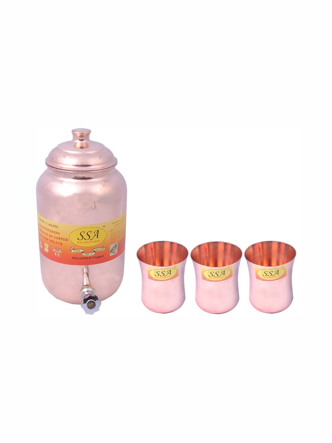 

Shivshakti Arts Brown 4Pcs Copper Water Jugs Bar And Drinkware