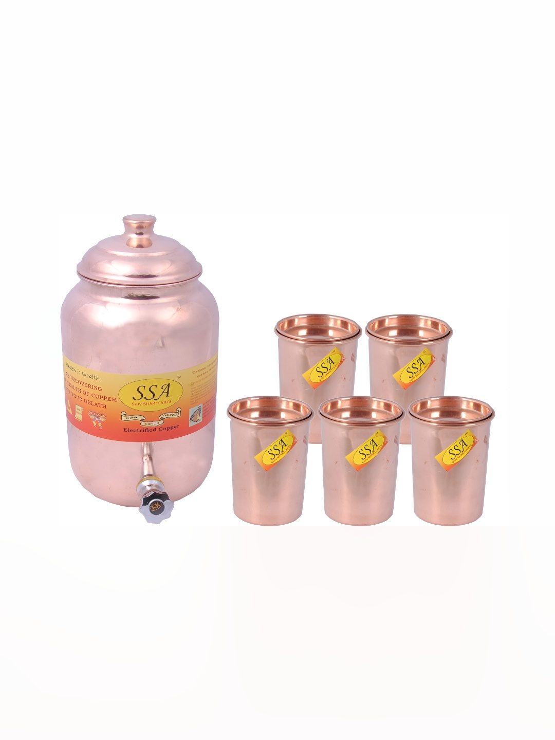 

Shivshakti Arts Brown 6 Pieces Copper Jug & Glass Set