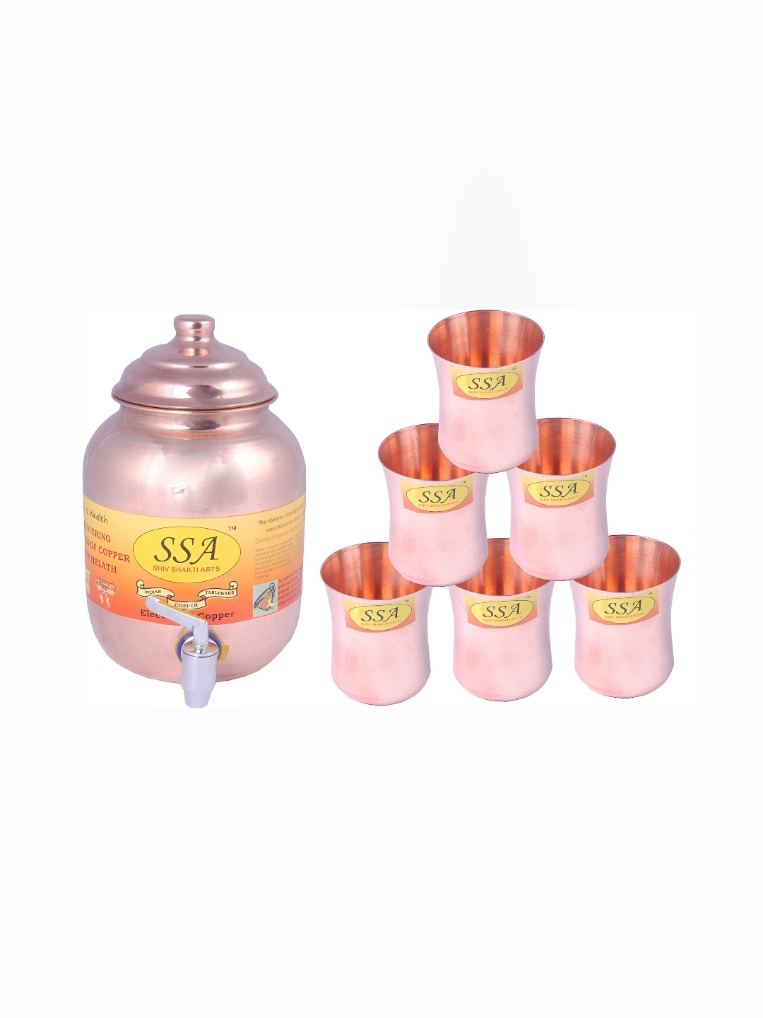 

Shivshakti Arts Brown 7 Pieces Copper Water Pot & Glass Set
