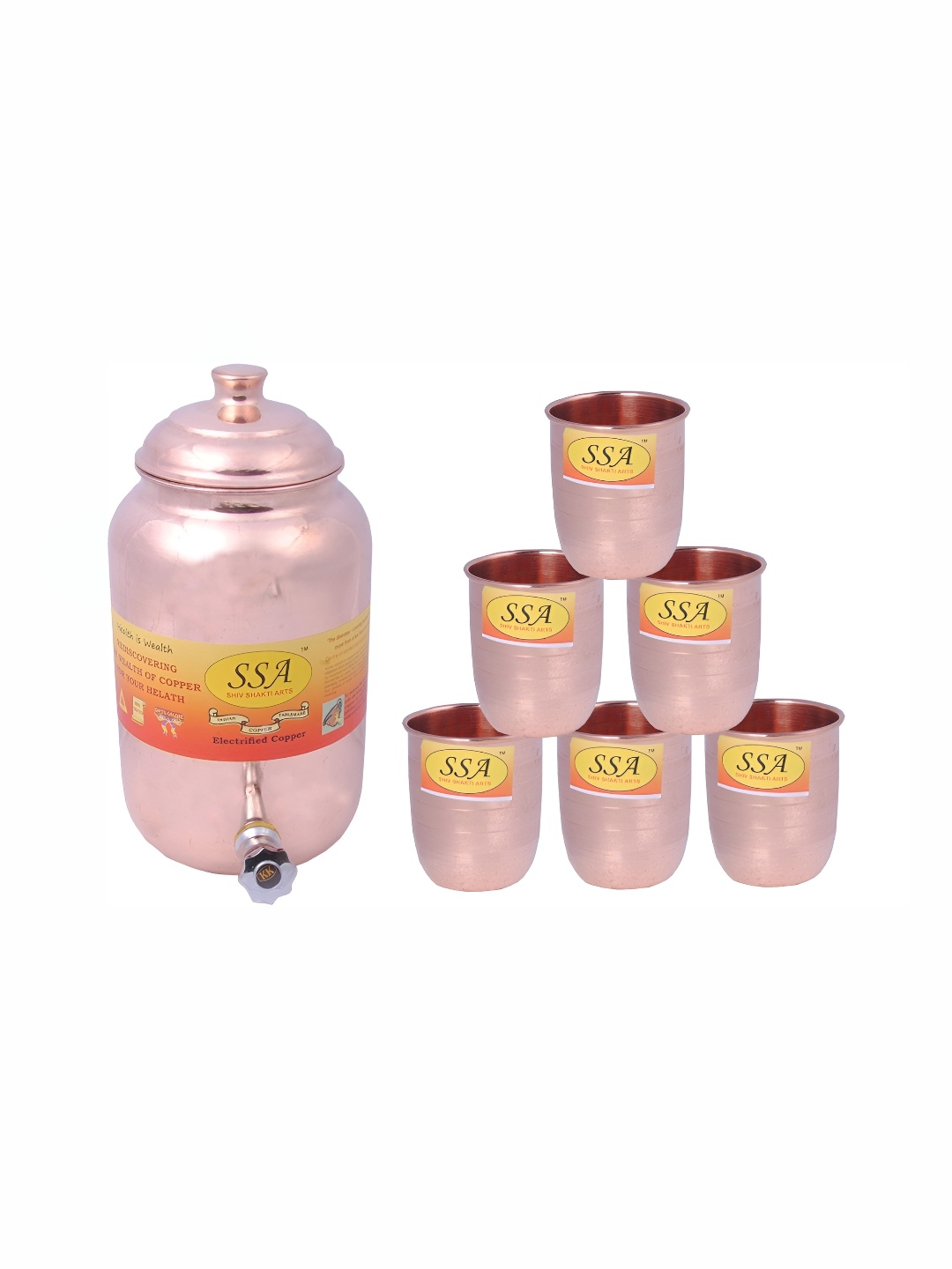 

Shivshakti Arts Brown 7 Pieces Copper Jug & Glass Set