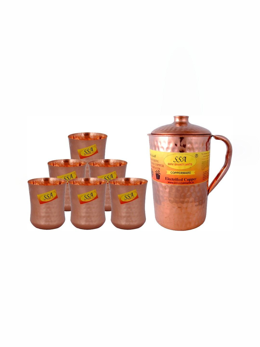 

Shivshakti Arts Brown 6 Pieces Copper Core Jug & Glass Set