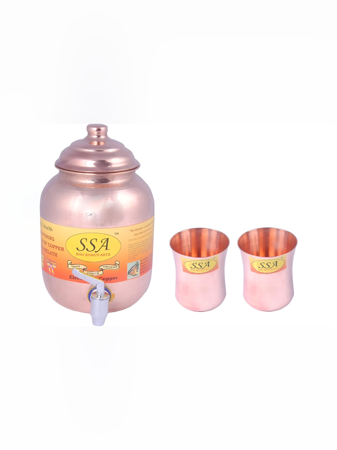 

Shivshakti Arts Brown 3 Pieces Copper Jug & Glass Set