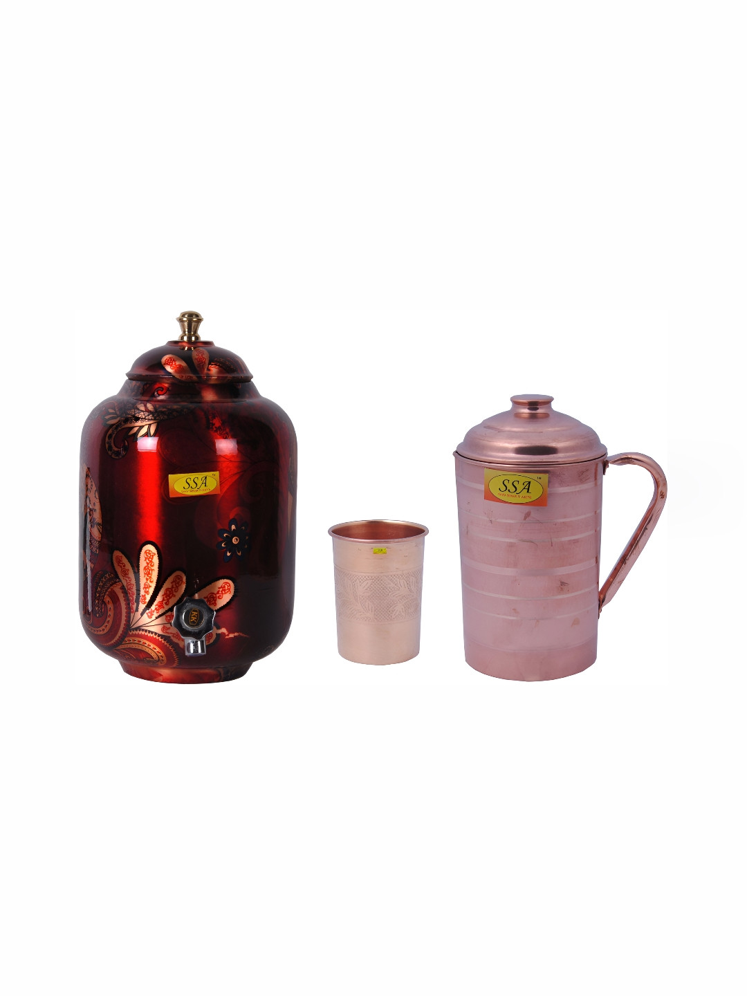 

Shivshakti Arts Red & Copper Toned 3 Pieces Water Pot With Jug & Glass