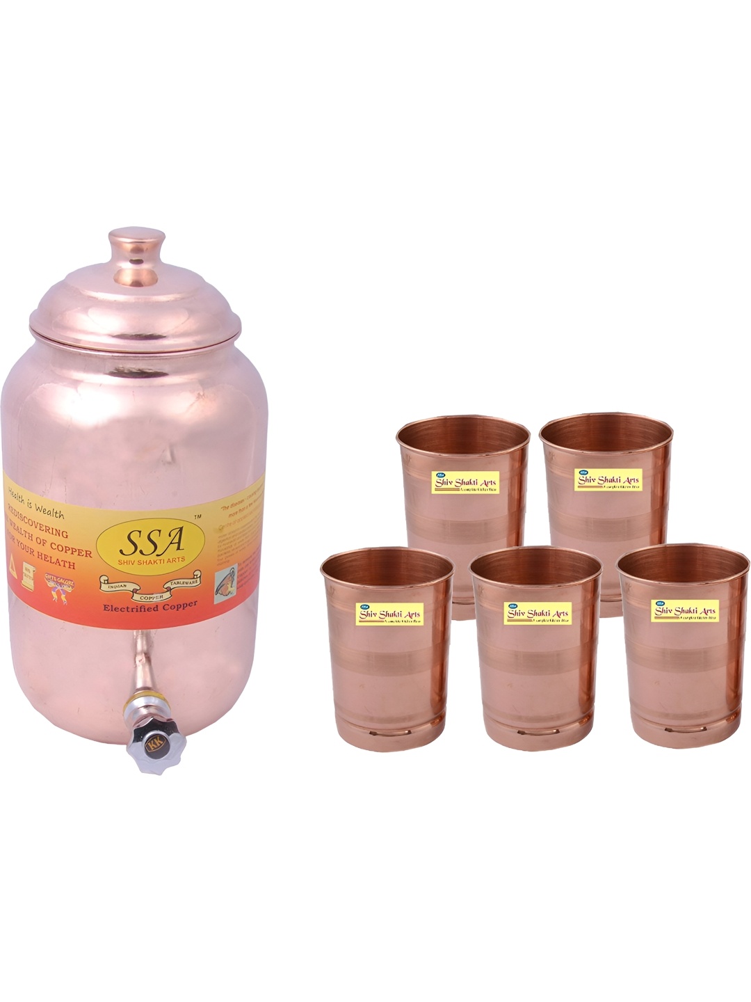 

Shivshakti Arts 6 Pieces Water or Juice Glass, Copper
