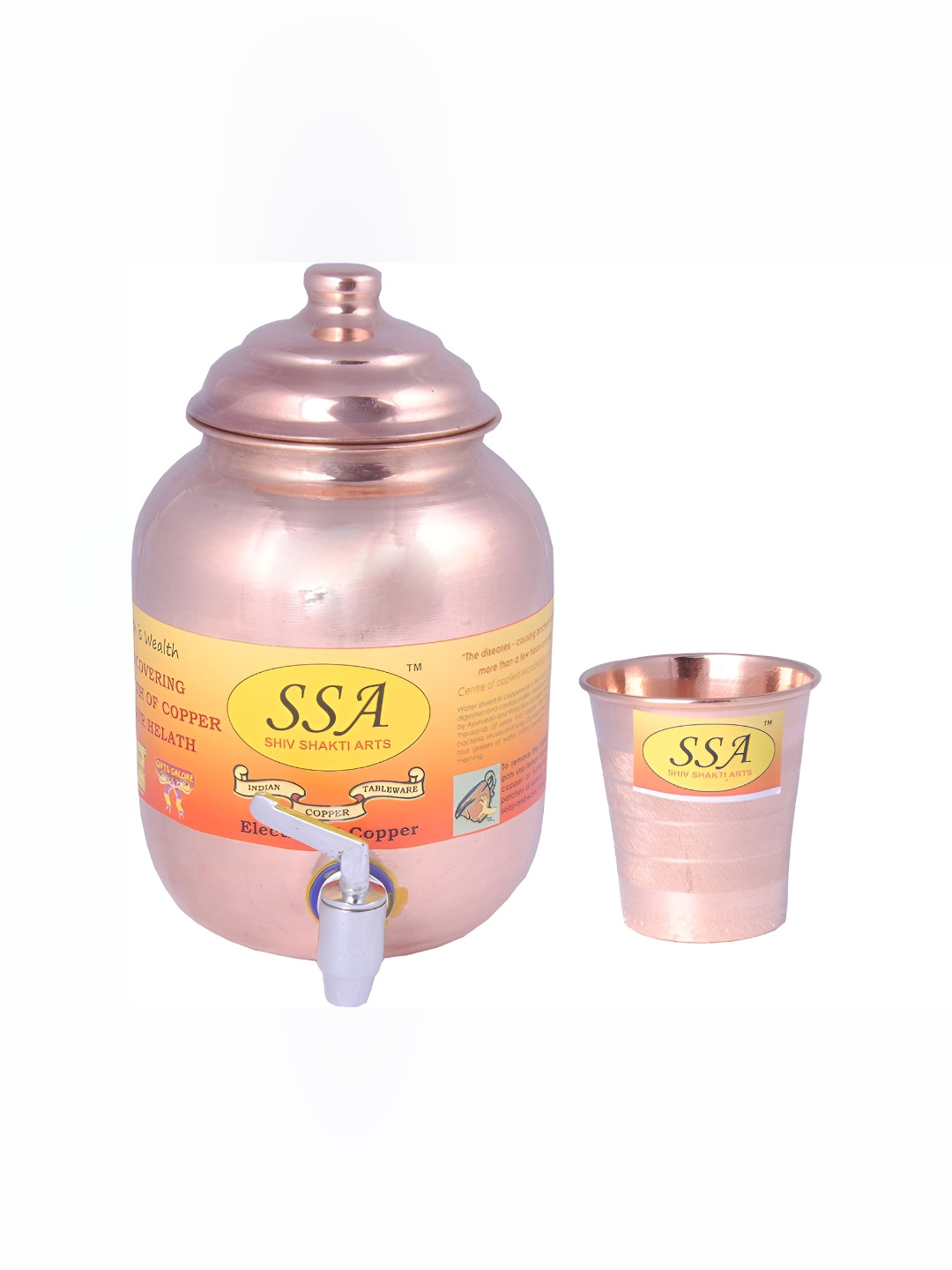 

Shivshakti Arts 2 Pcs Copper Jug & Glasses