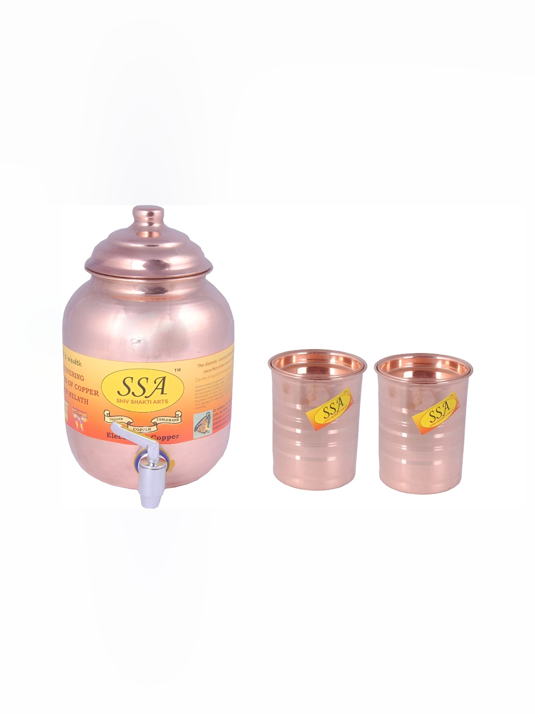 

Shivshakti Arts Brown & Copper Toned 3 Pieces Textured Water Jug & Glasses