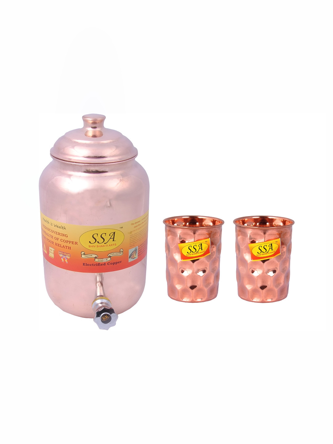 

Shivshakti Arts 3 Pcs Copper Jug & Glasses