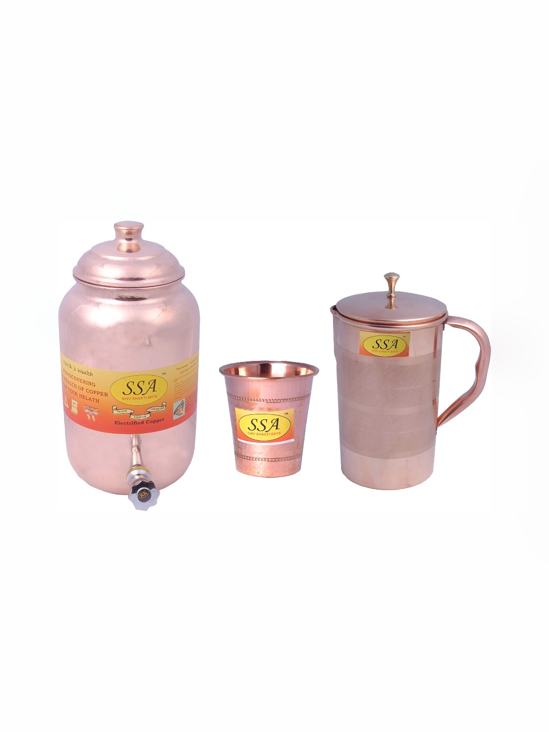 

Shivshakti Arts Copper Toned 3 Pieces Jug & Glass Set