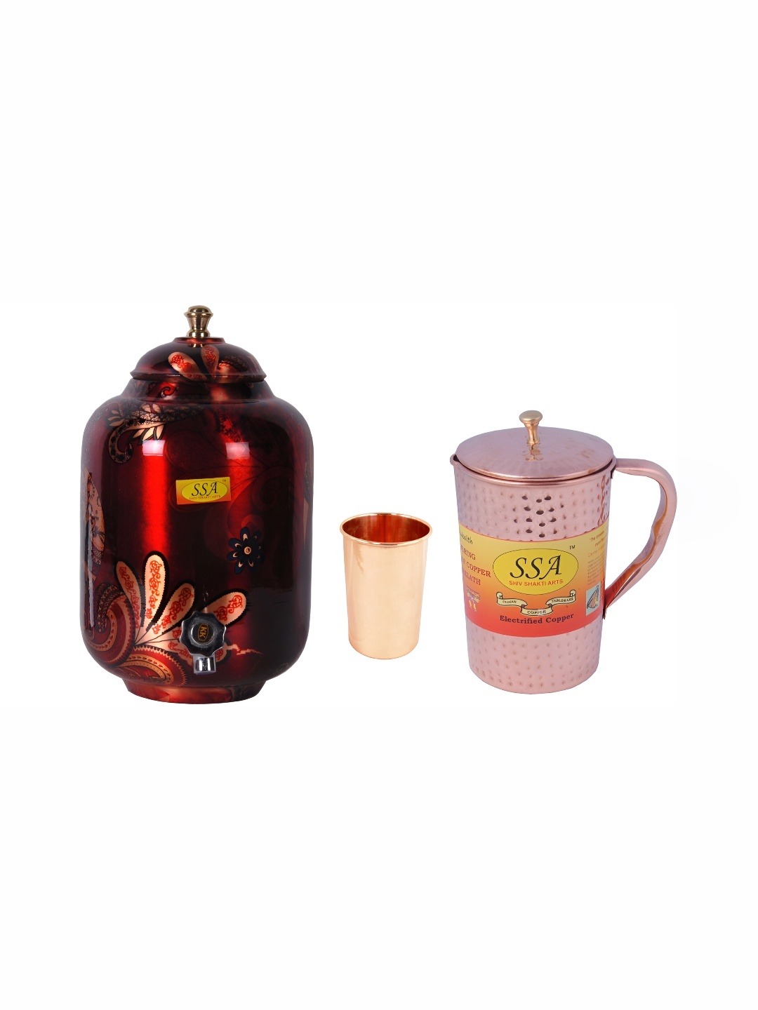 

Shivshakti Arts Red & Copper Toned 3 Pieces Water or Juice Glass