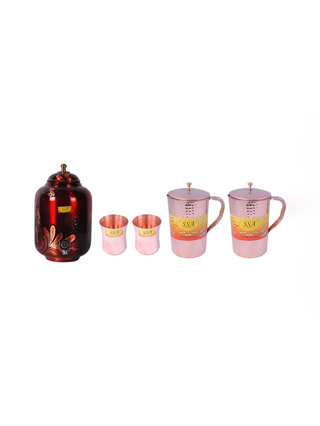 

Shivshakti Arts Red 5 Pieces Copper Jug & Glass Set