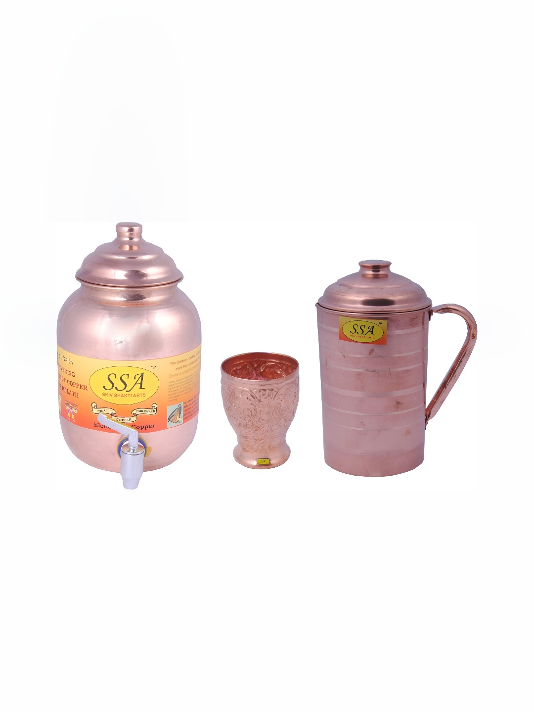 

Shivshakti Arts Copper Toned 3 Pieces Water Jugs & Glass