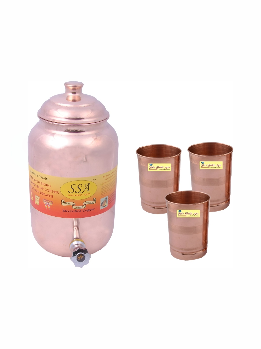 

Shivshakti Arts Brown 4 Pieces Copper Jug & Glass Set