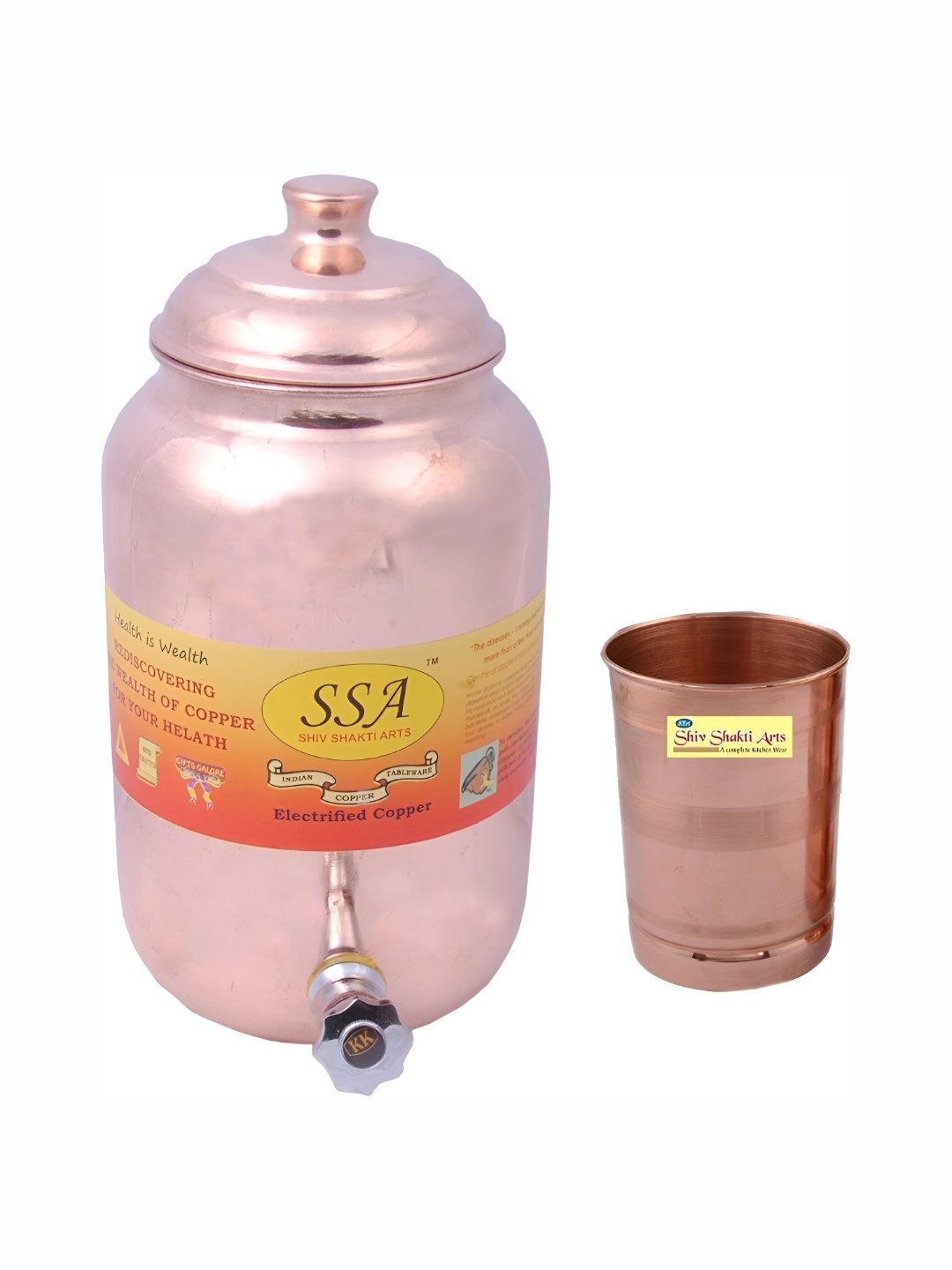 

Shivshakti Arts Brown 2 Pieces Copper Water Jugs With Glasses