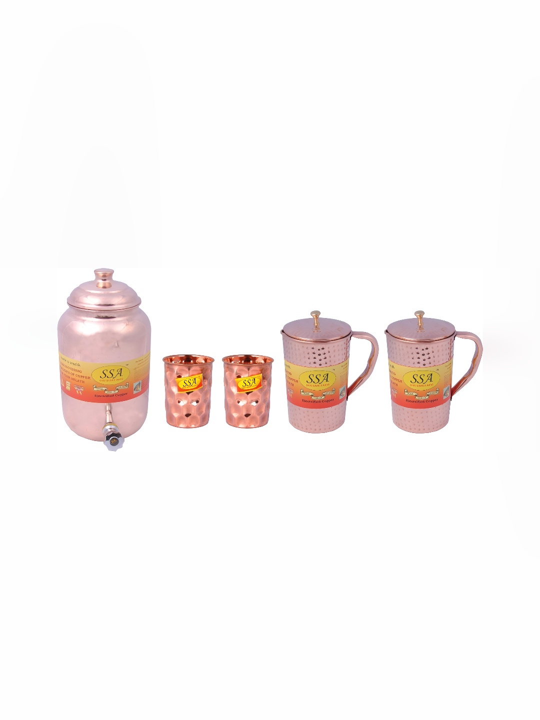 

Shivshakti Arts 5 Pieces Copper Water Dispenser Set
