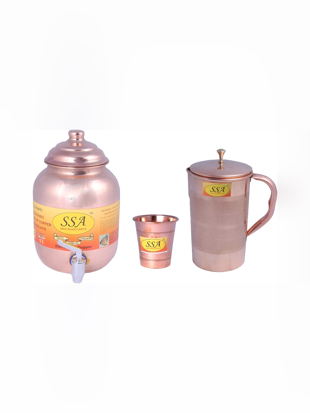 

Shivshakti Arts Copper Toned 3 Pieces Water Pot With Jug & Glass