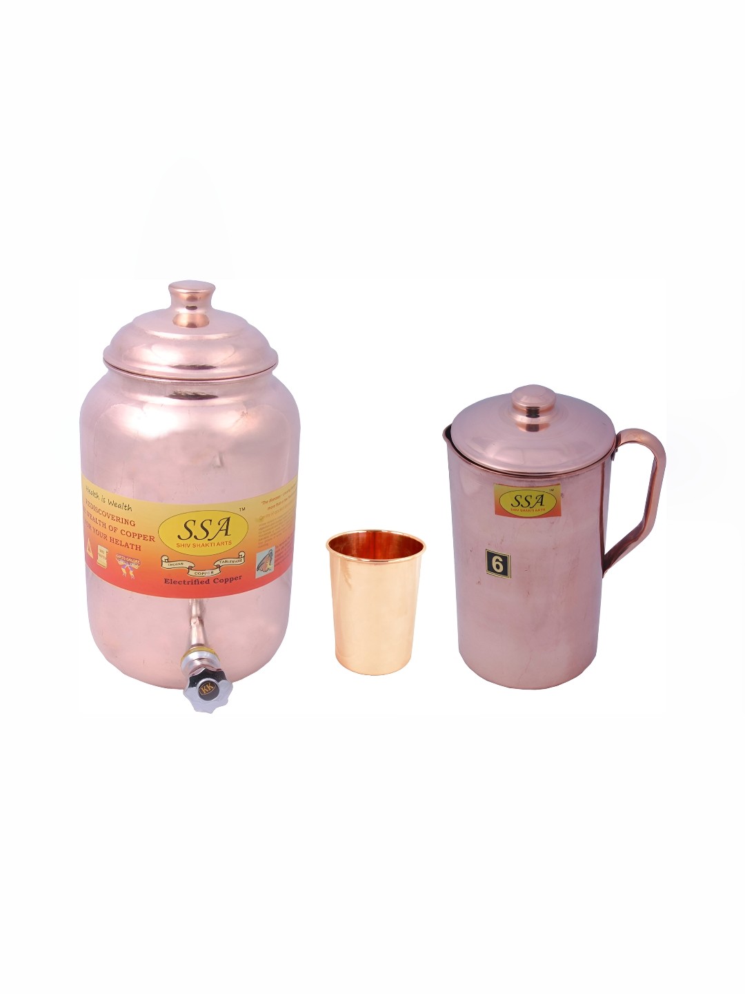 

Shivshakti Arts 3 Pieces Copper Jug & Glass Set