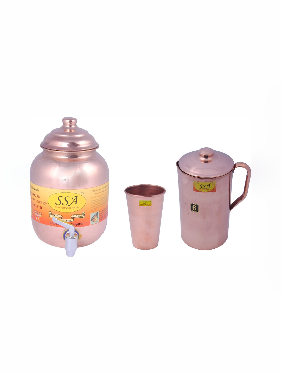 

Shivshakti Arts Brown 3 Pieces Copper Jugs & Glass Set