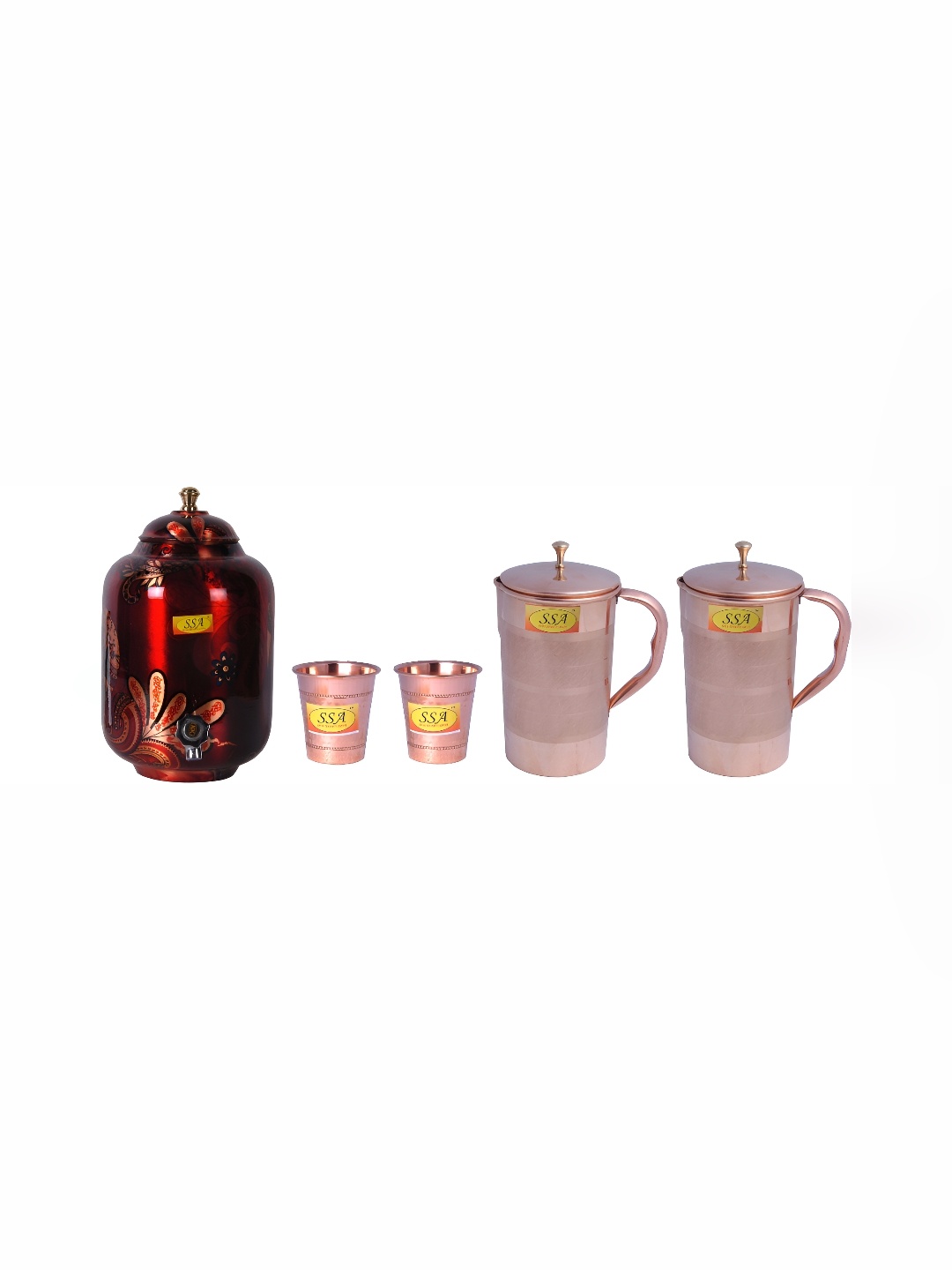 

Shivshakti Arts Red & Brown 5 Pieces Copper Jug & Glass Set