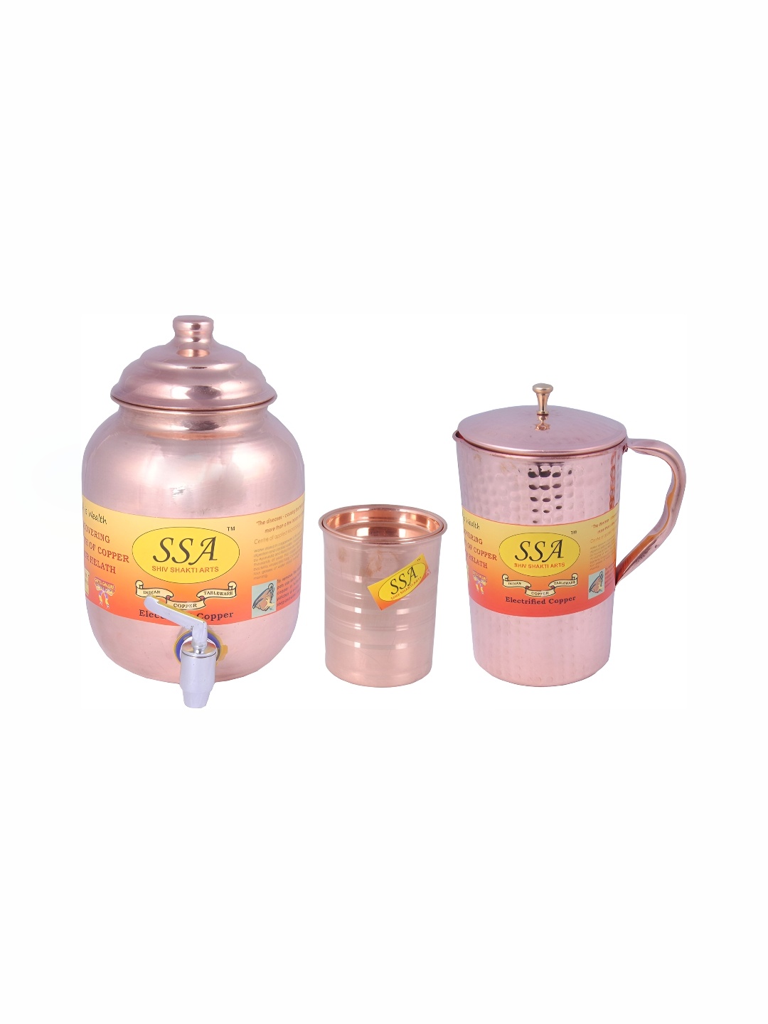

Shivshakti Arts Brown 3 Pieces Copper Jug & Glasses