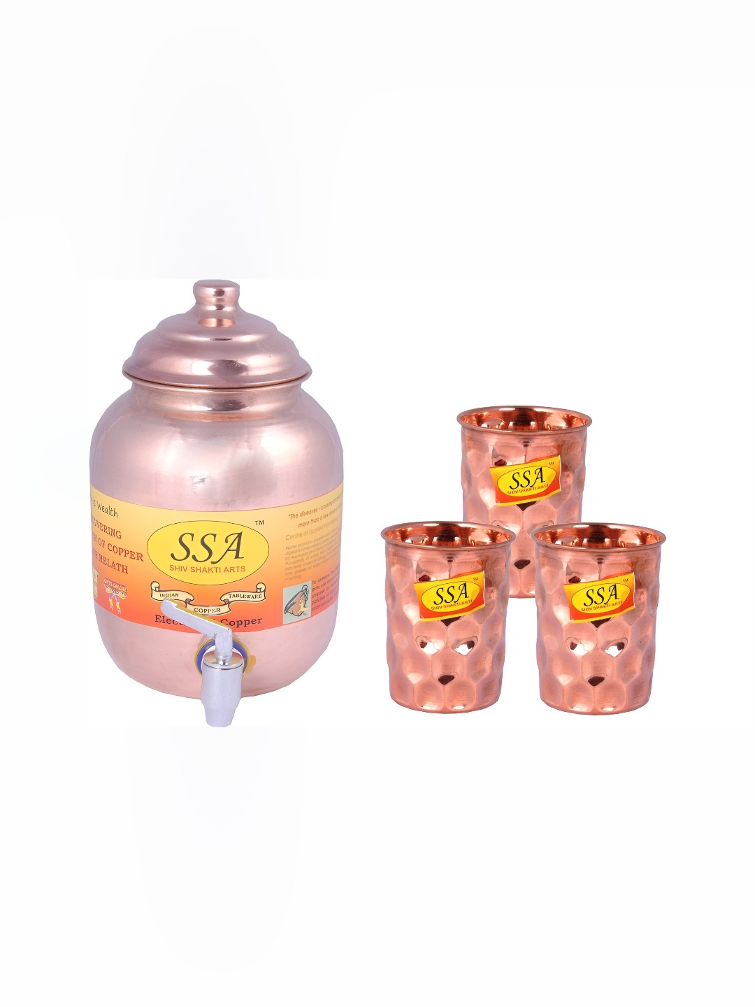 

Shivshakti Arts 4 Pieces Copper Jug & Glass Set