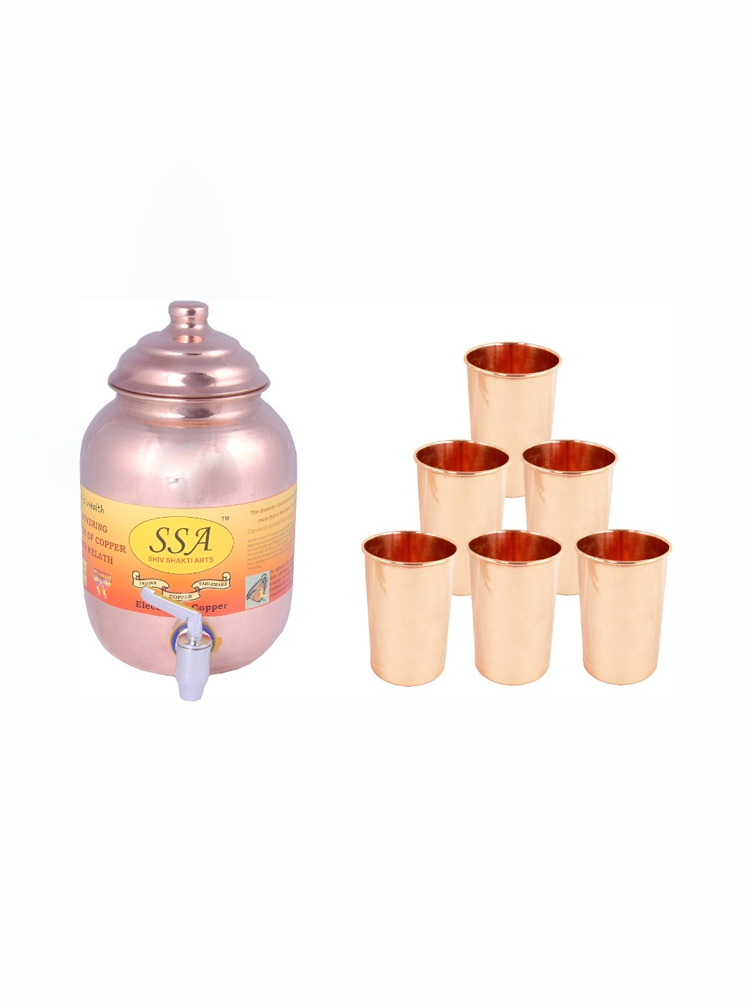 

Shivshakti Arts Copper Toned 7 Pieces Water or Juice Glass