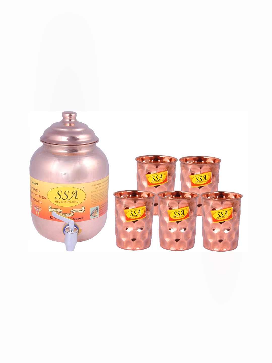

Shivshakti Arts 6 Pieces Copper Jug & Glass Set