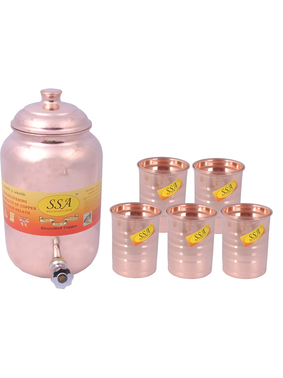 

Shivshakti Arts 6 Pieces Copper Toned Jug & Glass Set