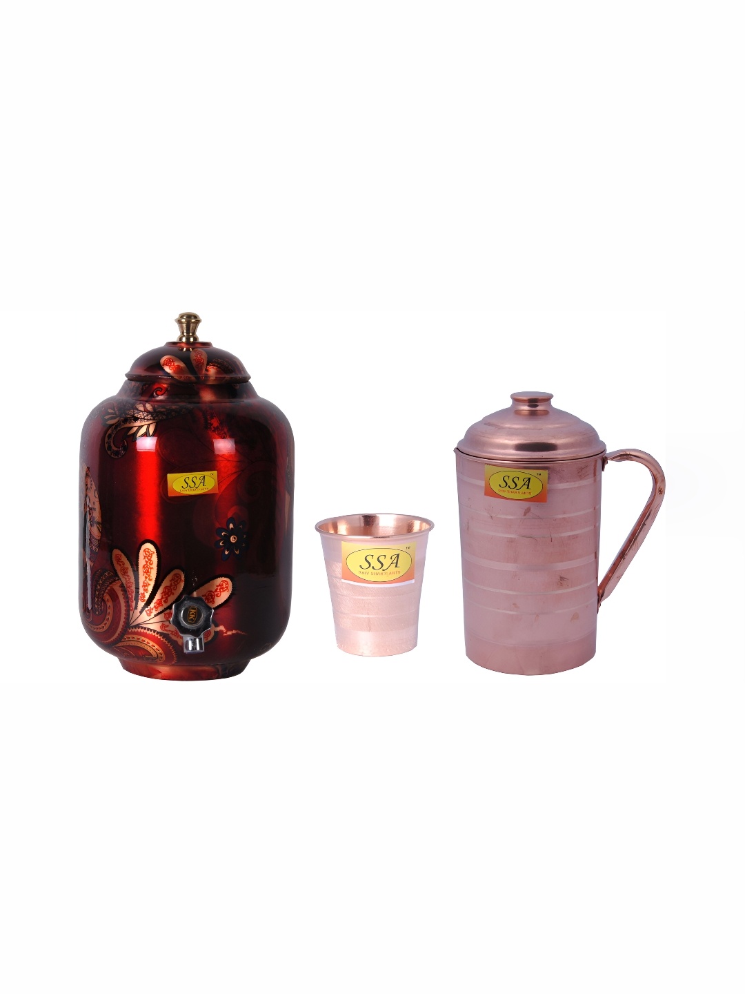 

Shivshakti Arts Red Copper Jug & Glass Set