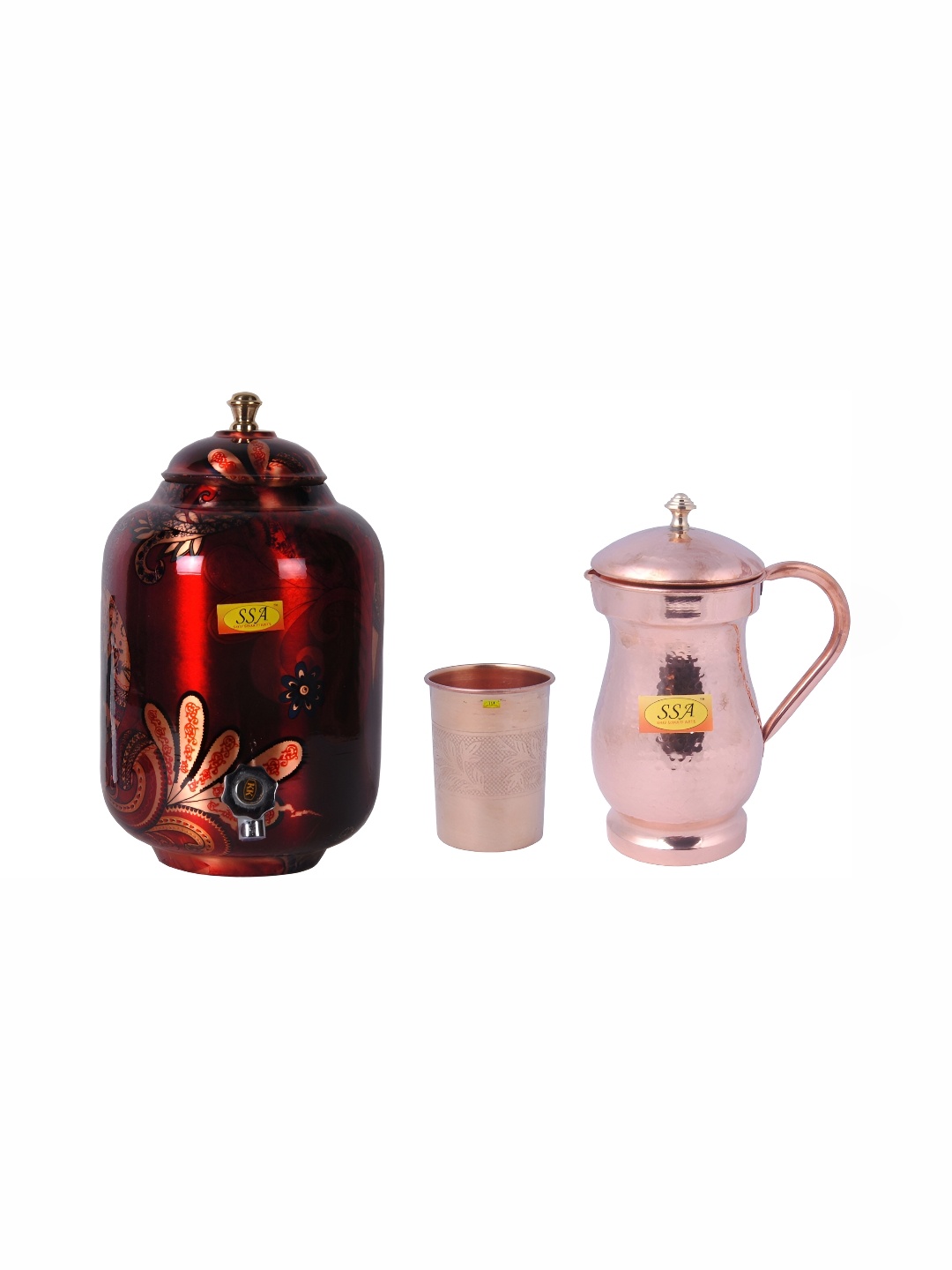 

Shivshakti Arts Red 3 Pieces Water or Juice Glass Set