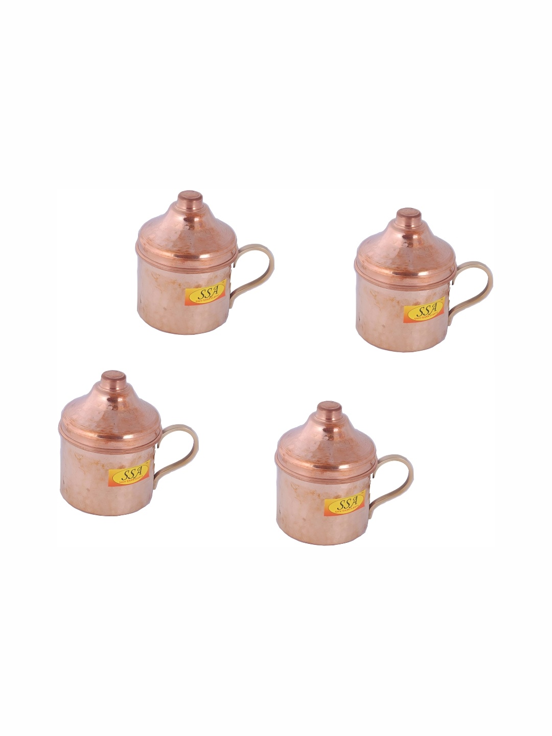 

Shivshakti Arts Pink & Gold-Toned 4 Pieces Copper Glossy Mugs With Lids 200 ML