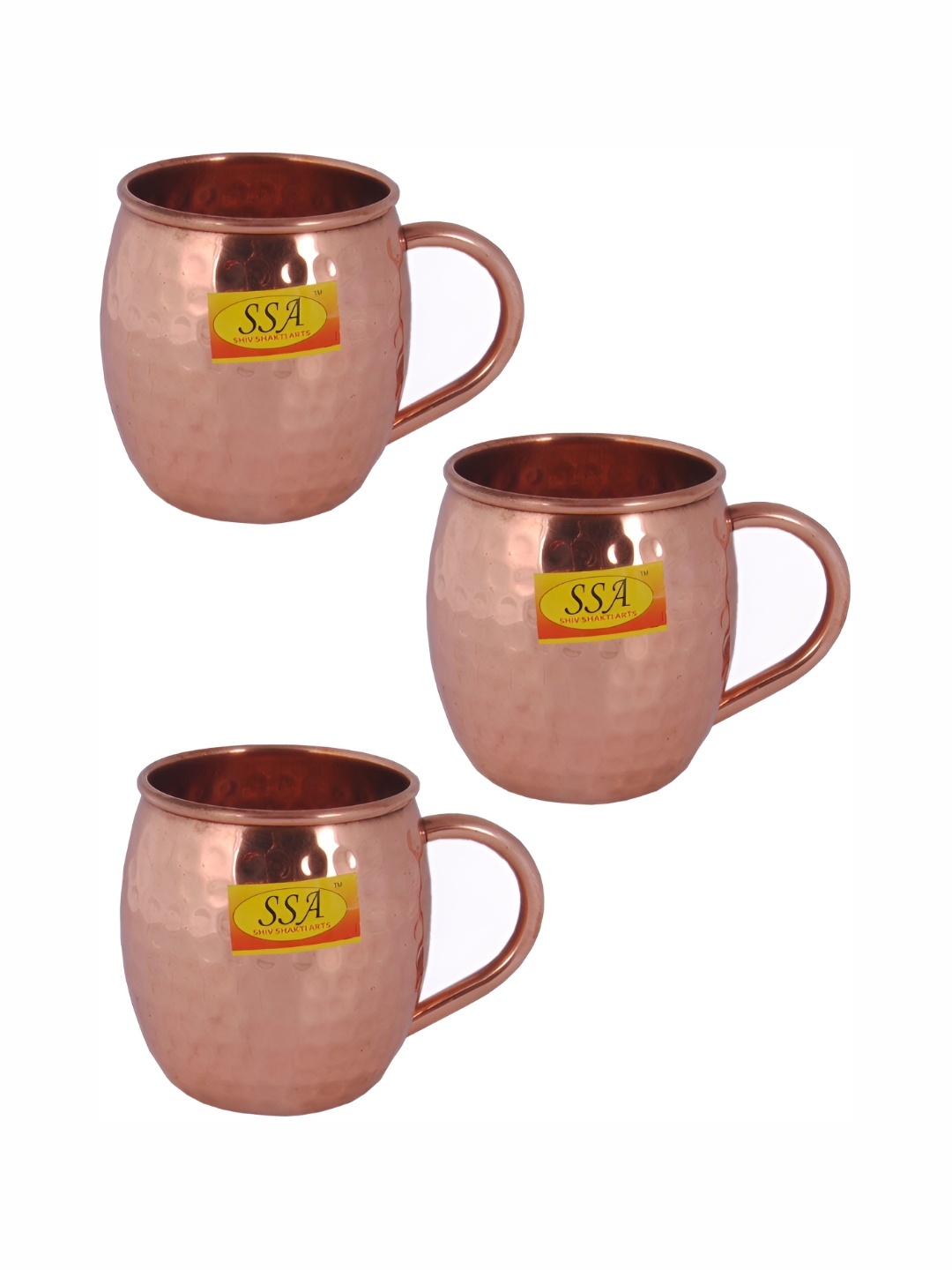 

Shivshakti Arts Copper Toned 3 Pieces Textured Copper Cups 400 ML Each
