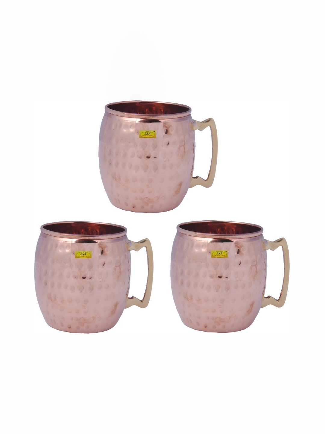

Shivshakti Arts Copper Toned 3 Pieces Copper Mugs 530 ML Each