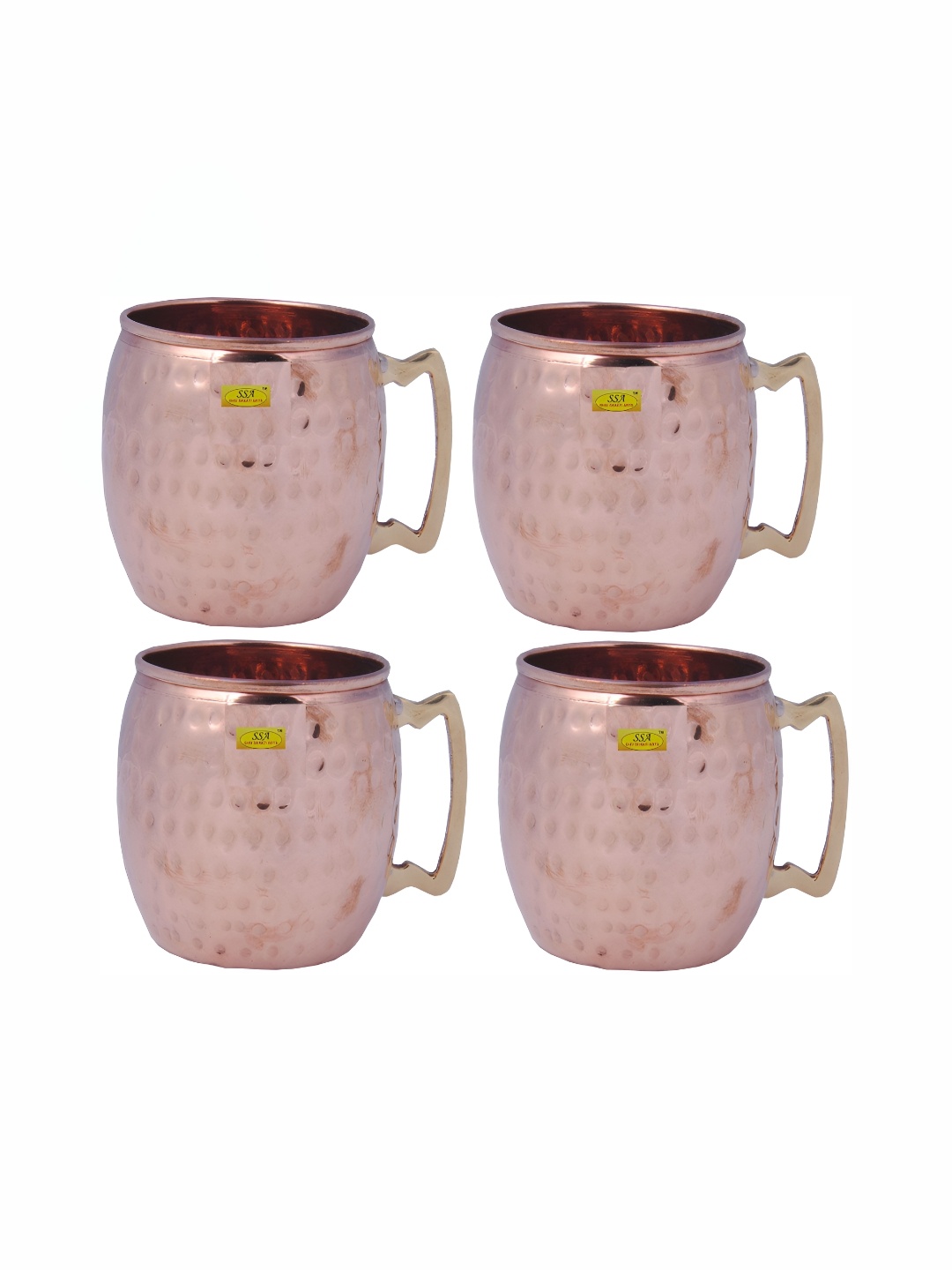 

Shivshakti Arts Brown 4 Pcs Ethnic Motifs Copper Mugs Cups and Mugs 530ml