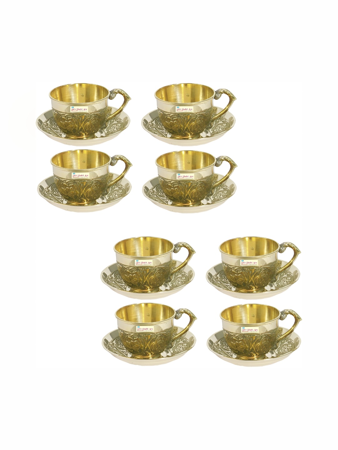 

Shivshakti Arts Gold toned Brass Cups & Saucers 150ml