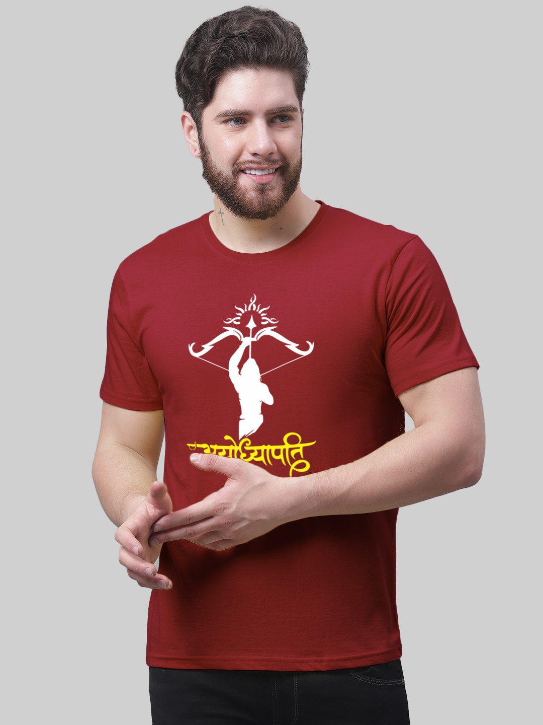 

Friskers Graphic Printed Round Neck Short Sleeves Cotton Tshirt, Maroon