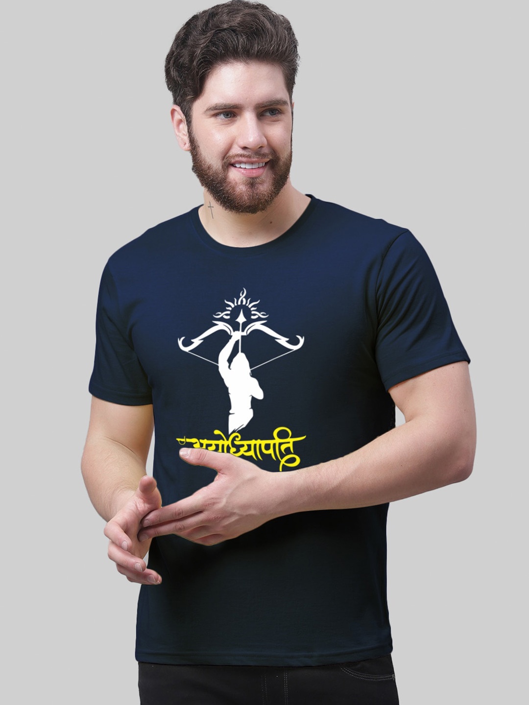 

Friskers Graphic Printed Cotton T-shirt, Navy blue