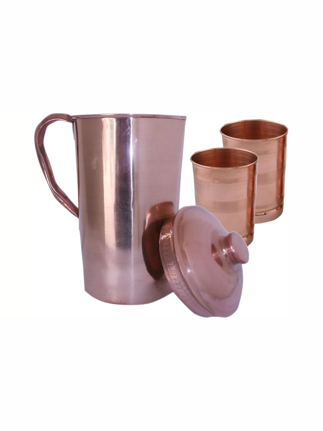 

Shivshakti Arts Brown 3 Pieces Copper Jug & Glass Set