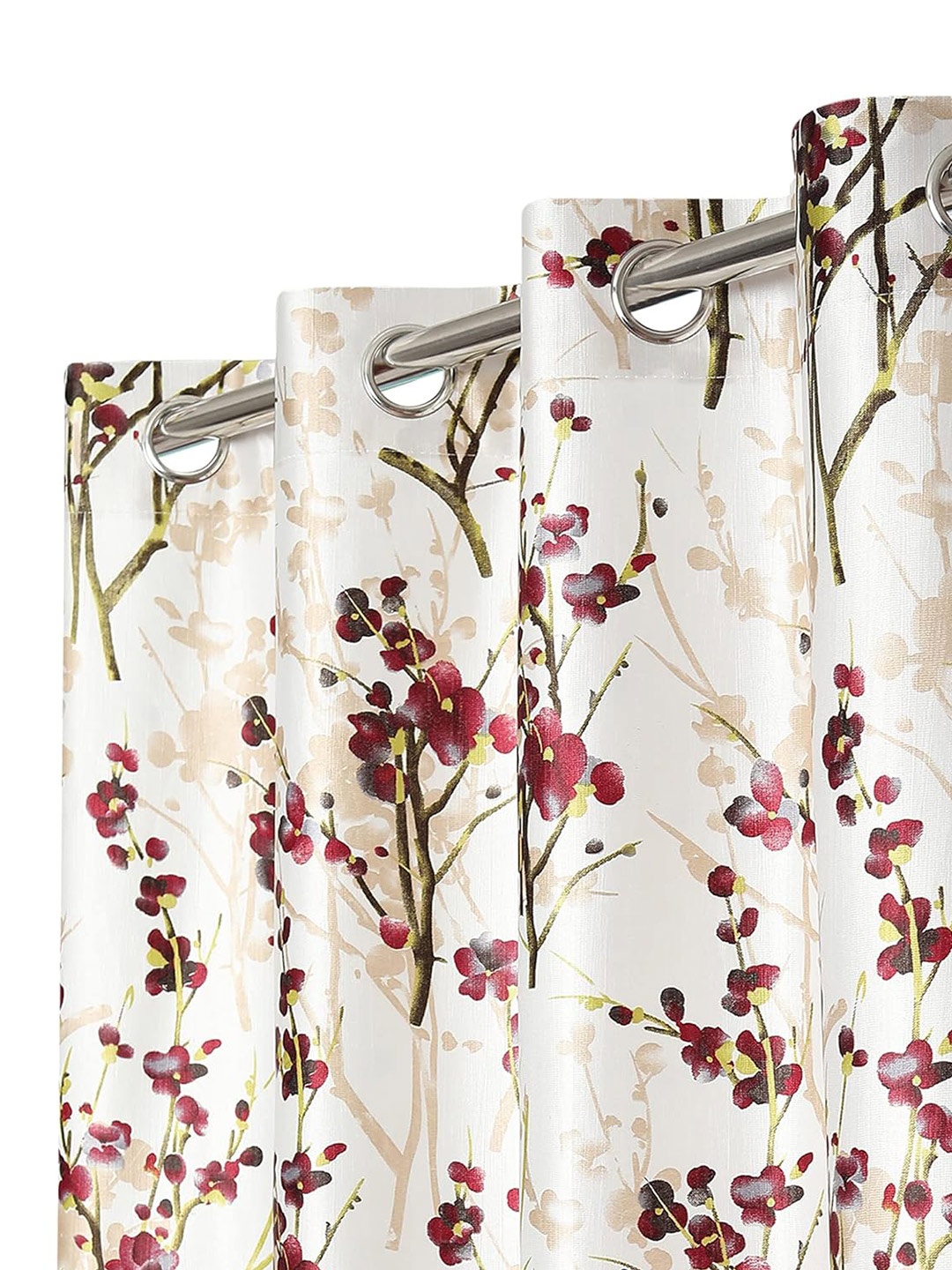

Ultica Fab Maroon & White 2 Pcs Floral Room Darkening Door Curtains