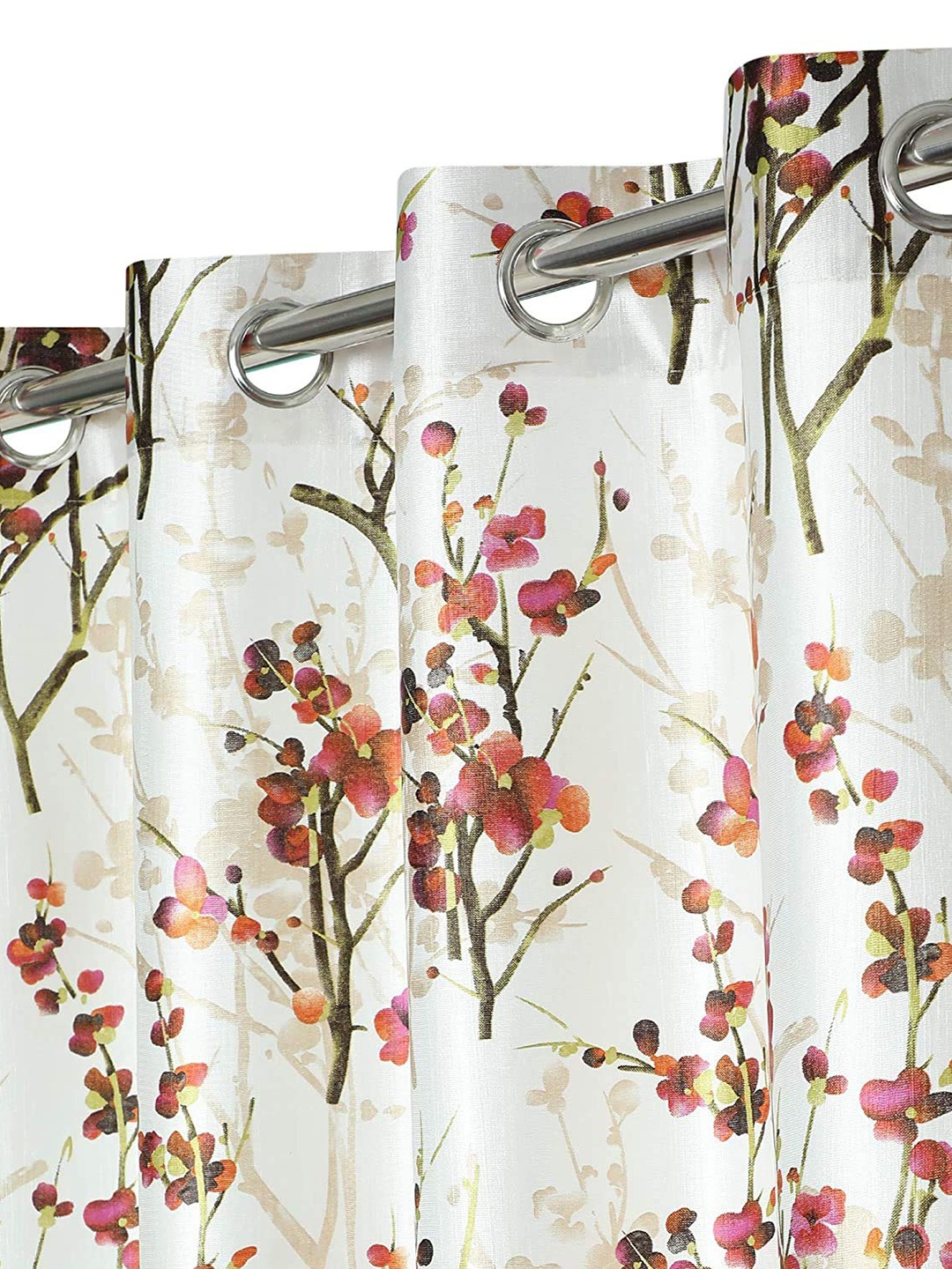 

Ultica Fab Orange & White 2 Pieces Floral Room Darkening Door Curtains