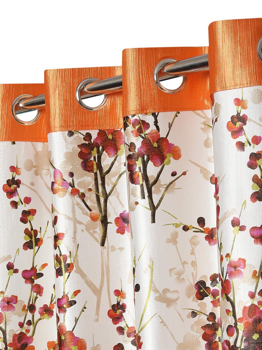

Ultica Fab Orange & Pink 2 Pcs Floral Room Darkening Window Curtain
