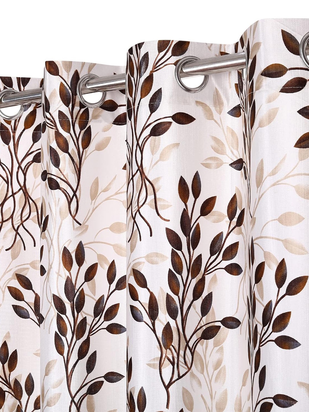 

Ultica Fab Coffee Brown & White 2 Pcs Floral Room Darkening Long Door Curtain