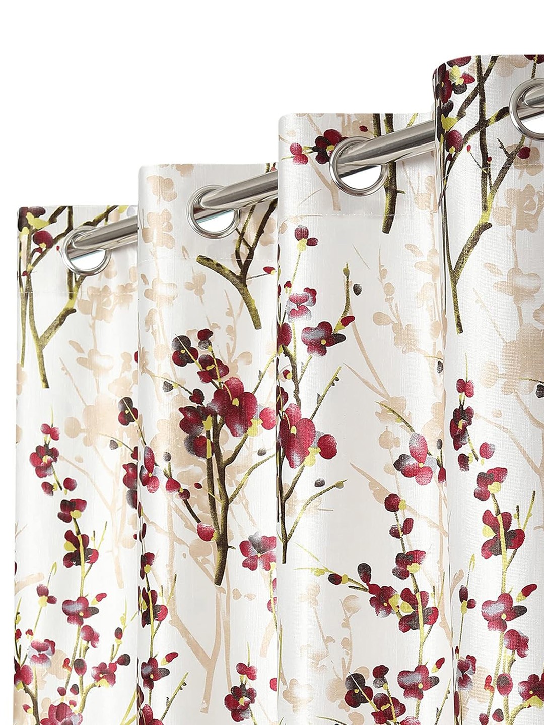 

Ultica Fab Maroon & White 2 Pcs Floral Room Darkening Window Curtain