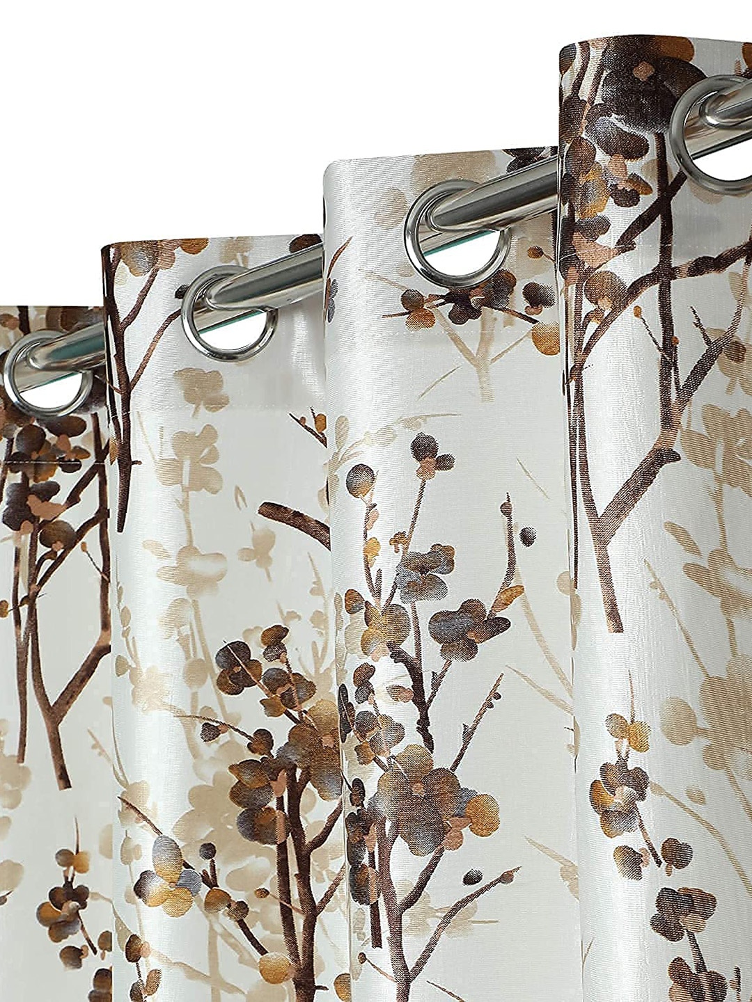 

Ultica Fab Coffee Brown & White 2 Pcs Floral Room Darkening Long Door Curtain