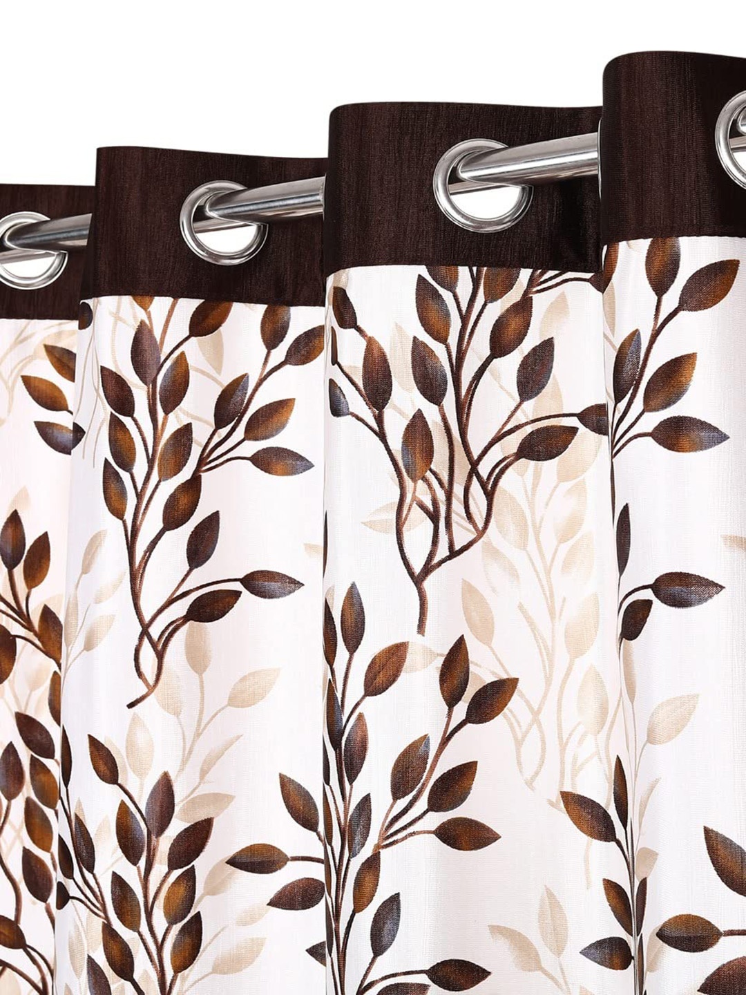 

Ultica Fab Coffee Brown & Off White 2 Pcs Floral Room Darkening Door Curtain