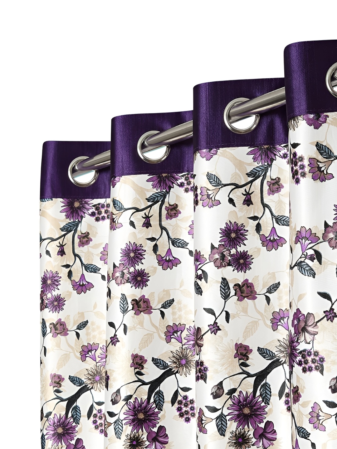 

Ultica Fab Purple & White 2 Pcs Floral Room Darkening Door Curtain