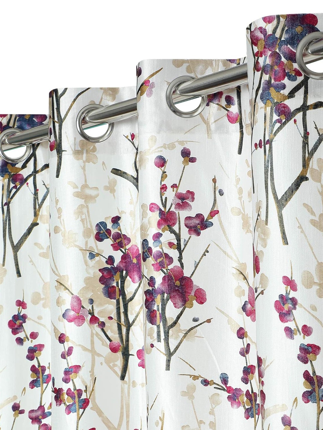 

Ultica Fab Burgundy & White 2 Pieces Floral Room Darkening Door Curtain